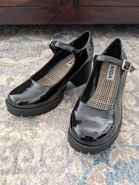 SODA Shoes Women's 9 Y2K Platform Buckle Chunky Gothic Preppy Steampunk